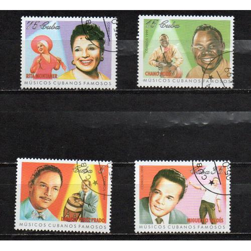 Cuba- Lot De 4 Timbres Oblitérés- Musiciens