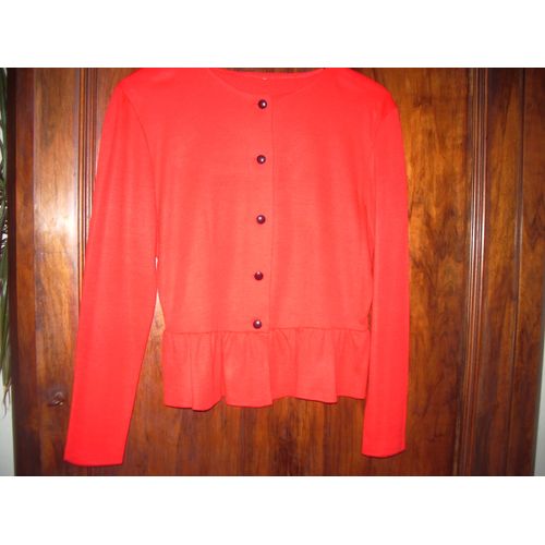 Gilet Rouge Manches Longues Taille 38 Superbe Coupe ++++