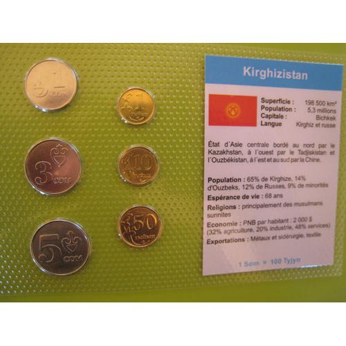 Lot/Set De 6 Pièces De Monnaie Neuves 1 - 10 - 50 Tyjyn - 1 - 3 - 5 Som - Kirghizistan - Asie Centrale - 2008