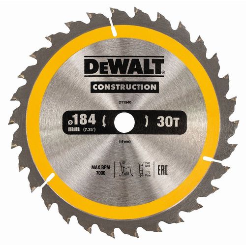 DeWALT Lame de scie circulaire, 184/16 mm, 30 dents - DT1940-QZ