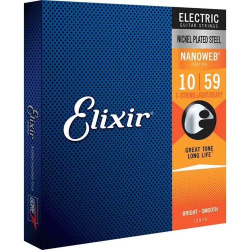 Elixir Nanoweb 12074 - Jeu De Cordes Light Heavy Guitare Électrique 7 Cordes - 10/59