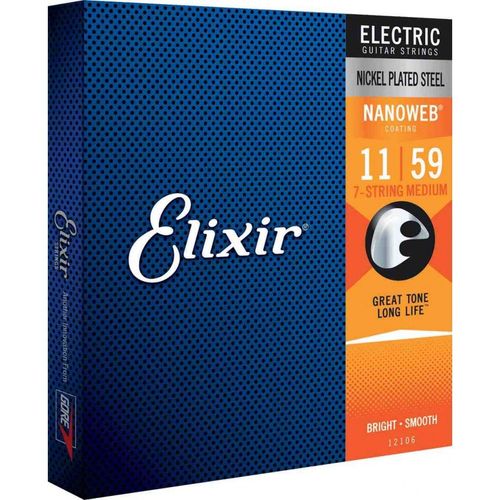 Elixir Nanoweb 12106 - Jeu De Cordes Medium Guitare Électrique 7 Cordes - 11/59