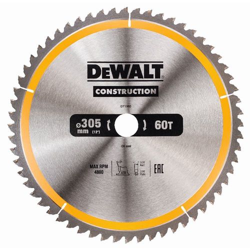 DeWALT Lame de scie circulaire, stationnaire, 305/30 mm, 60 dents - DT1960-QZ