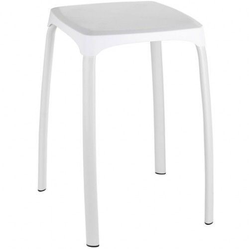 Tabouret pour salle de bain pieds acier assise ABS blanc - Losani WENKO