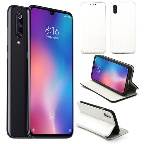 Etui Luxe Xiaomi Mi 9 (Mi9) 4g Blanc Ultra Slim Cuir Pu Avec Stand - Housse Coque De Protection Xiaomi Mi 9 (Mi9) Smartphone 2019 - Accessoires Pochette Cover Xeptio Case