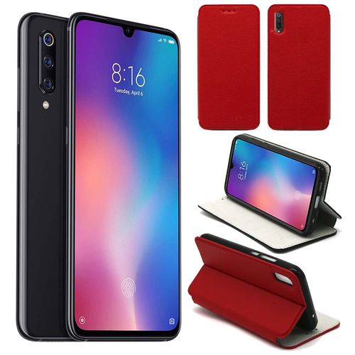 Etui Luxe Xiaomi Mi 9 (Mi9) 4g Rouge Ultra Slim Cuir Pu Avec Stand - Housse Coque De Protection Xiaomi Mi 9 (Mi9) Smartphone 2019 - Accessoires Pochette Cover Xeptio Case