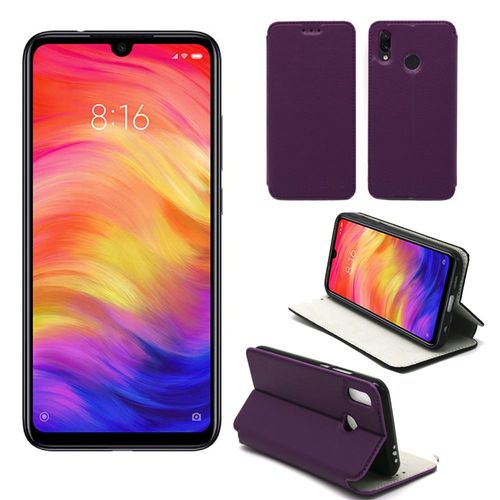Etui Luxe Xiaomi Redmi Note 7 / Note 7 Pro 4g Violet Ultra Slim Cuir Pu Avec Stand - Housse Coque De Protection Redmi Note 7 Smartphone 2019 - Accessoires Pochette Cover Xeptio Case