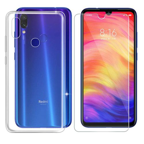 Pack Etui Transparent Pour Xiaomi Redmi Note 7 / Note 7 Pro Coque Gel De Protection Transparente En Tpu Invisible Smartphone 2019 Et Protection Écran Vitre Classique - Accessoires Pochette Xeptio Case