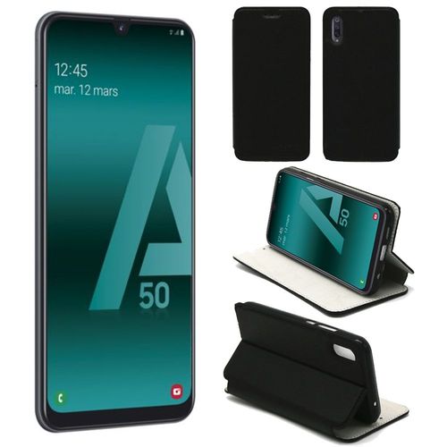 Etui Luxe Samsung Galaxy A50 4g Noir Ultra Slim Cuir Pu Avec Stand - Housse Coque De Protection Samsung Galaxy A50 Smartphone 2019 - Accessoires Pochette Cover Xeptio Case