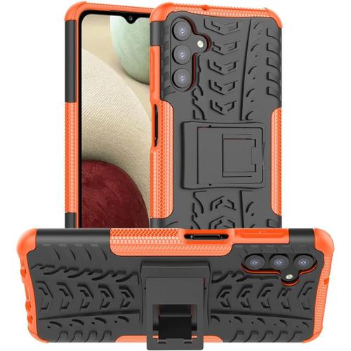 Coque Compatible Avec Samsung Galaxy A13 4g, Ultra-Mince Rugged Heavy Duty Antichoc Anti-Rayure Housse Avec Béquille Protection Etui Pour Samsung Galaxy A13 4g Jx Orange.