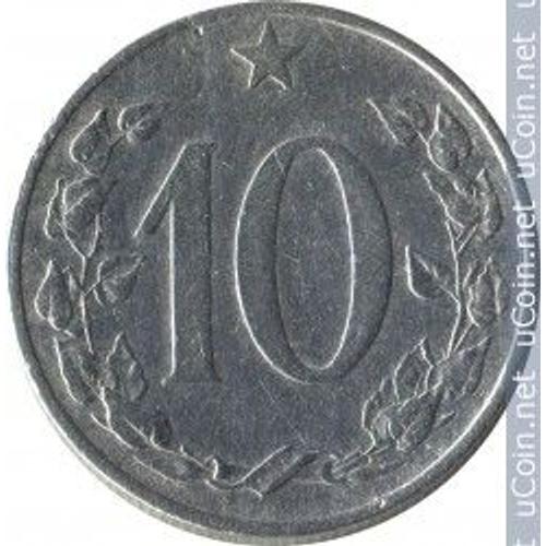 Tchecosovaquie = Pièce De Monnaie De 10 Hellers, Année 1968, En Alu, Lion