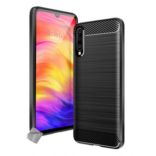 Housse Etui Coque Silicone Gel Carbone Pour Samsung Galaxy A50 + Verre Trempe - Noir