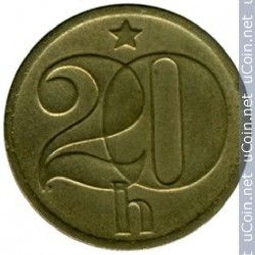 Tchecoslovaquie = Pièce De Monnaie De 20 Hellers, Année 1977, En Bronze - Alu, Lion