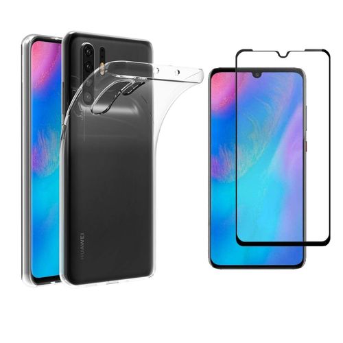 Pack Etui Transparent Pour Huawei P30 Pro Coque Gel De Protection Transparente En Tpu Invisible Smartphone 2019 Et Protection Écran Vitre Full Cover Noir - Accessoires Pochette Xeptio Case