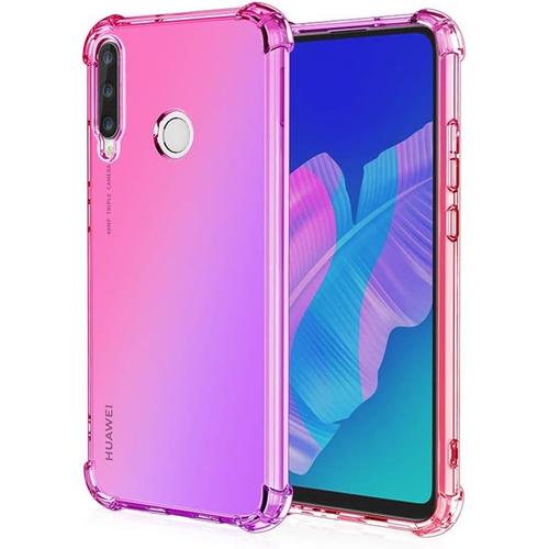 Coque Pour Huawei P40 Lite E Coque Étui En Gradient Color Tpu Case Cover Coins Renforcés Housse De Protecteur Transparente Antichoc Souple Tpu Silicone Bumper Rose/Purple