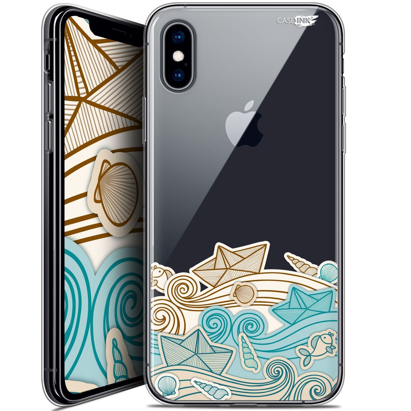 Caseink Coque Pour Apple Iphone Xs / X (5.8 ) Crystal Gel Hd [ Nouvelle Collection - Souple - Antichoc - Imprimé En France] Bateau De Papier