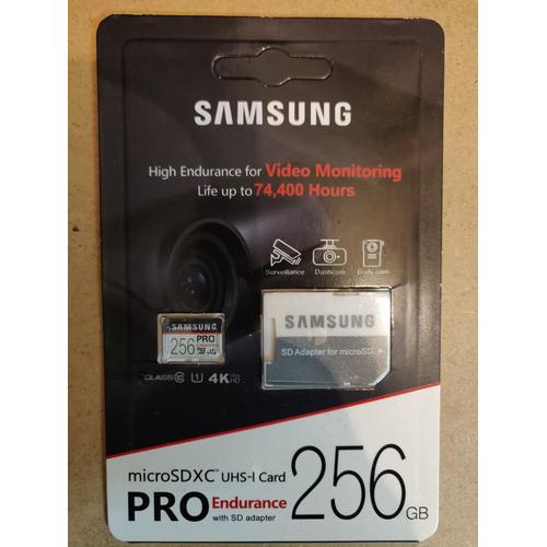 Samsung PRO Endurance 256GB Micro SDXC Card avec Adapter - 100MB/s U1 (MB-MP256G/CN))