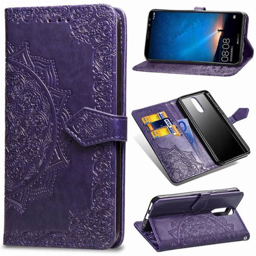 Huawei Mate 10 Lite Coque, Saturcase Mandala Pu Cuir Magnétique Flip Portefeuille Support Porte-Carte Protecteur Coque Housse Étui Avec Dragonne Pour Huawei Mate 10 Lite / Huawei Nova 2i (Violet)