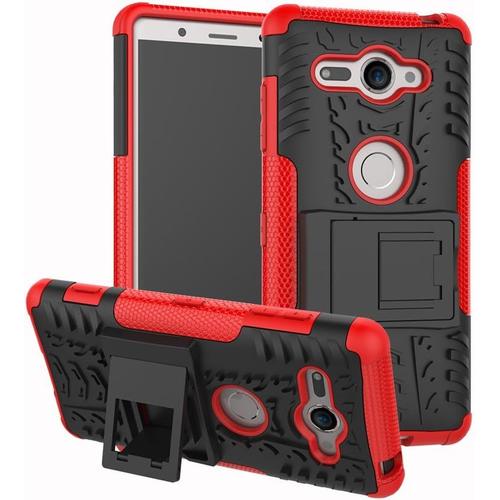 Coque Sony Xperia Xz2 Compact 360 Degres Protection Bumper+Protection En Verre Trempé Silicone Back Cover Skin Cases Housse Etui Protector Pour Sony Xperia Xz2 Mini Rouge