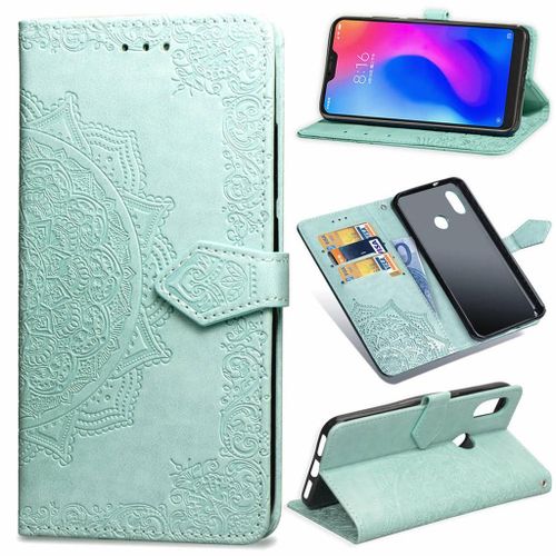 Xiaomi Redmi Note 5 Coque, Saturcase Mandala Gaufrage Pu Cuir Magnétique Flip Portefeuille Support Porte-Carte Protecteur Coque Housse Étui Avec Dragonne Pour Xiaomi Redmi Note 5 (Vert)