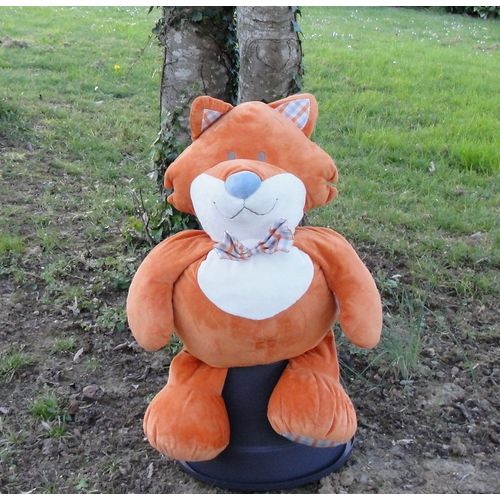 Renard Avec Noeud Papillon A Carreaux Multicolore Henry Le Renard Doudou Geant Peluche Grand Modele Noukie's 90cm