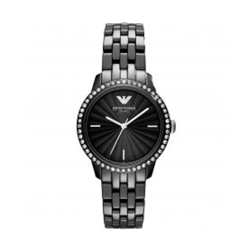 Emporio Armani Ar1478 Black Ceramic Crystal Ladies Watch