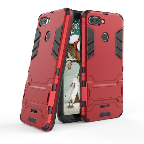 Saturcase Coque Pour Xiaomi Redmi 6, Hybride 2 En 1 [Pc & Silicone] Double Couche Pare-Chocs Protecteur Arrière Coque Housse Étui Avec Béquille Pour Xiaomi Redmi 6 (Rouge)