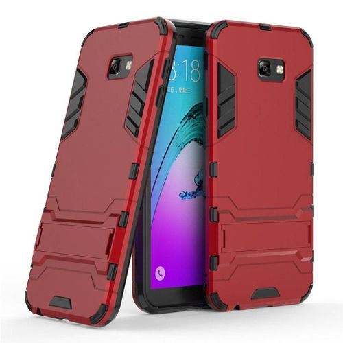 Saturcase Coque Pour Samsung Galaxy J4 Plus 2018, Hybride 2 En 1 [Pc & Silicone] Double Couche Pare-Chocs Protecteur Arrière Coque Housse Étui Avec Béquille Pour Samsung Galaxy J4 Plus 2018 (Rouge)