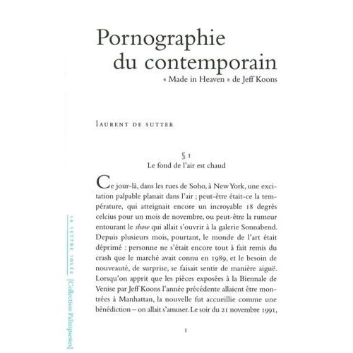 Pornographie Du Contemporain - Made In Heaven" De Jeff Koons