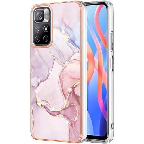 Coque Pour Xiaomi Redmi Note 11s 5g/Xiaomi Poco M4 Pro 5g, Ultra Mince Élégant En Silicone Souple Motifs Colorés Coque Brillante Antichoc Tpu Gel Etui Résistant - Or Rose