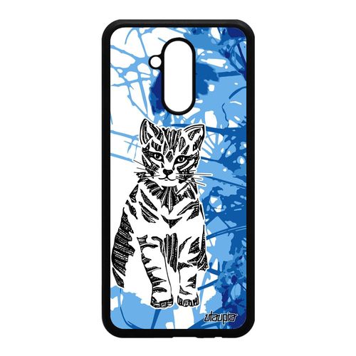 Coque Antichoc Huawei Mate 20 Lite Silicone Chat Animal Tigré Mignon Dessin Noir