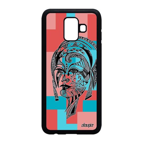 Coque Silicone Galaxy A6 2018 Femme Case Carré Azteque Fille Housse Rose Samsung Galaxy A6 2018