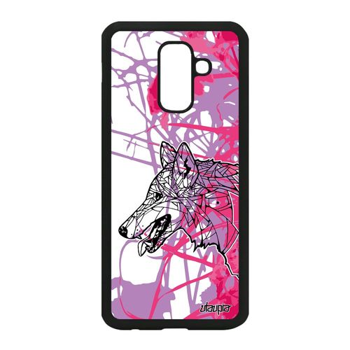 Coque A6 Plus 2018 Silicone Loup Hiver Antichoc Feuilles Rose En Samsung Galaxy A6 Plus 2018