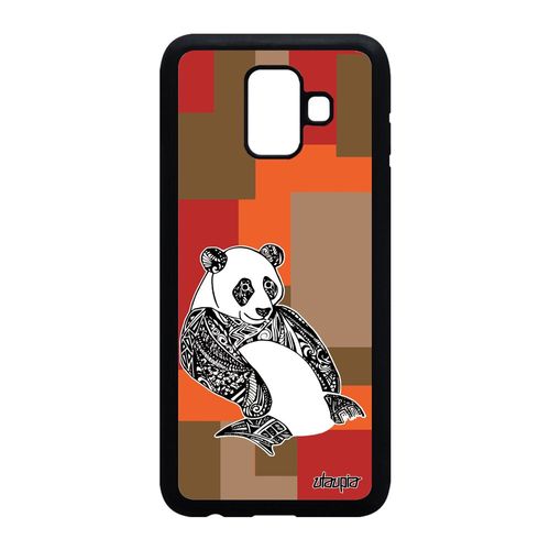 Coque A6 2018 Silicone Panda Marron Cube Animaux Geometrique Asie Samsung Galaxy A6 2018
