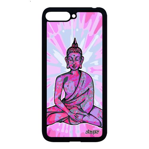 Coque Huawei Y6 2018 Silicone Bouddha Rose Assis Hindou Graphique Image Portable