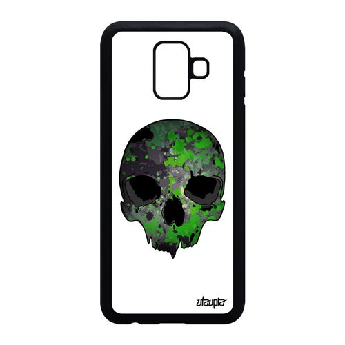 Coque Pour Samsung Galaxy A6 2018 Silicone Tete De Mort Techno Crane Homme Vert