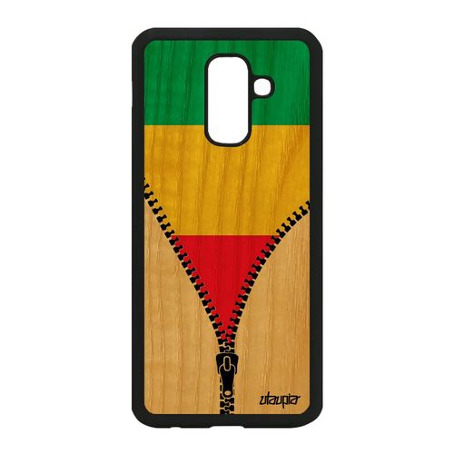 Coque Galaxy A6 Plus 2018 En Bois Silicone Drapeau Guinee Guineen Mobile Samsung Galaxy A6 Plus 2018