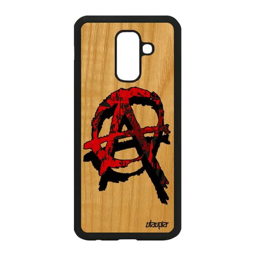 Coque A6 Plus 2018 En Bois Silicone Anarchie Portable Punk Rouge Samsung Galaxy A6 Plus 2018