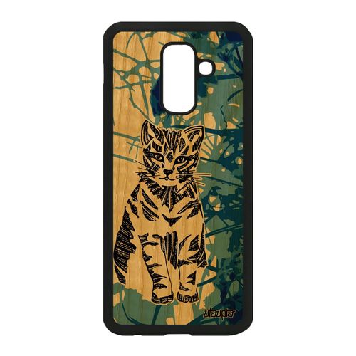 Coque A6 Plus 2018 Bois Silicone Chat Azteque Animal Ethnique De Samsung Galaxy A6 Plus 2018