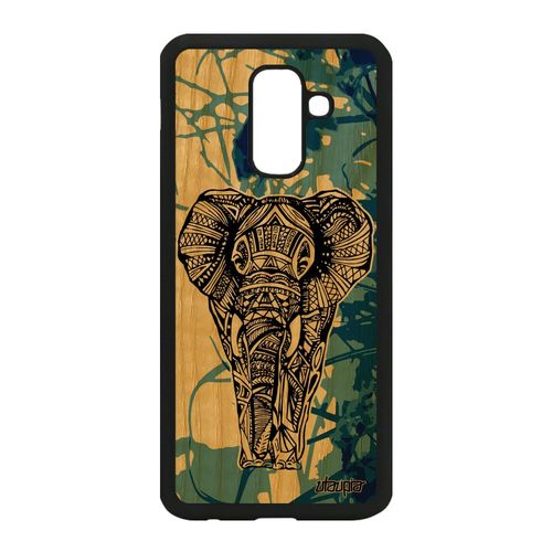 Coque A6 Plus 2018 Bois Silicone Elephant Bleu Azteque Cover Samsung Galaxy A6 Plus 2018