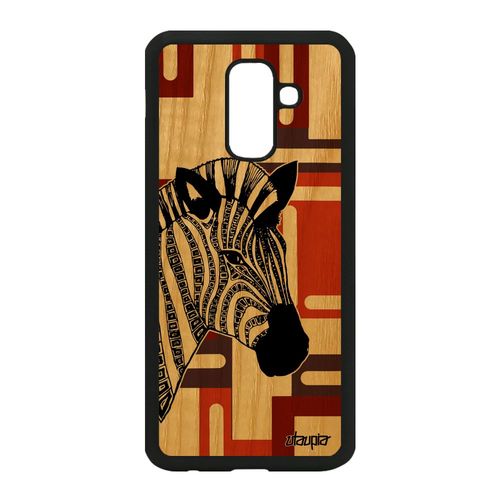 Coque A6 Plus 2018 Bois Silicone Zebre Africain Geometrique Jolie Samsung Galaxy A6 Plus 2018
