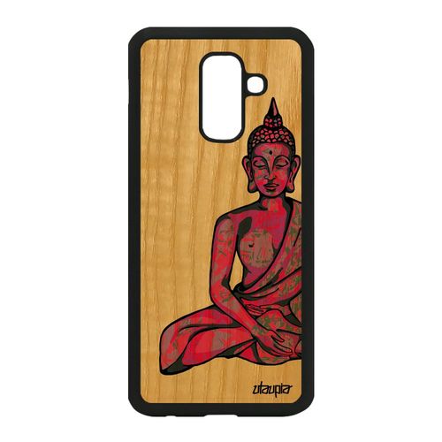 Coque A6 Plus 2018 Bois Silicone Bouddha Cadeau D'anniversaire De Samsung Galaxy A6 Plus 2018