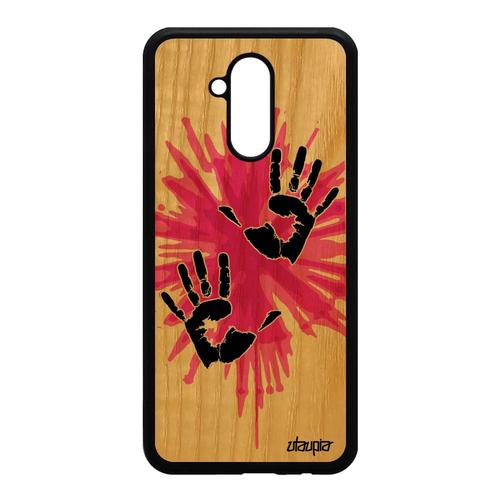 Coque En Bois Mate 20 Lite Silicone Main Trace De Peinture Etui Portable Huawei Mate 20 Lite