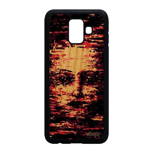 Coque Samsung A6 2018 Bois Silicone Portrait Mobile Artistique Fille Rose Samsung Galaxy A6 2018