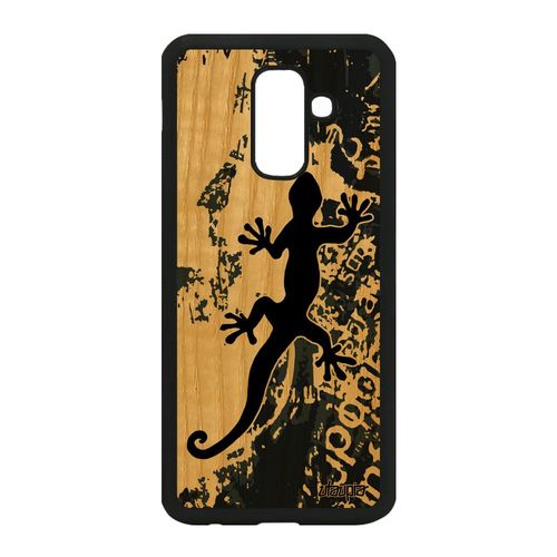 Coque A6 Plus 2018 En Bois Silicone Salamandre Inscription Lezard Samsung Galaxy A6 Plus 2018