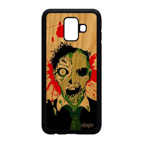 Coque Pour Samsung A6 2018 Bois Silicone Mort Vivant Eclaboussure Vert De Samsung Galaxy A6 2018