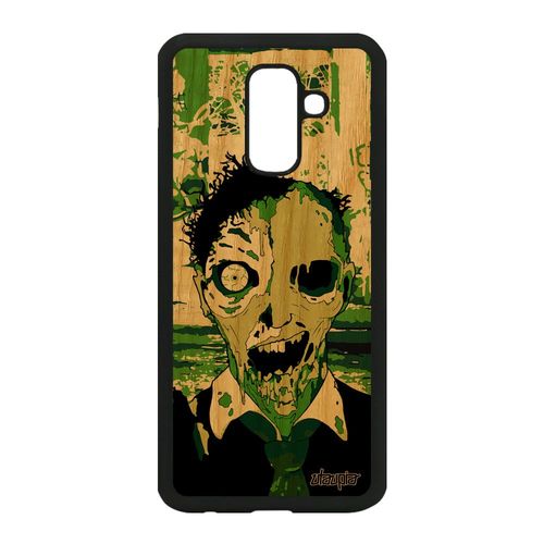 Coque Bois Pour Samsung Galaxy A6 Plus 2018 Silicone Zombie Vert Squelette Cover