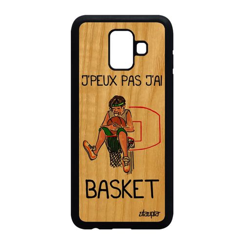 Coque En Bois Silicone J'peux Pas J'ai Basket Samsung Galaxy A6 2018 Vert Case A