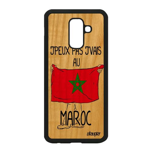 Coque A6 Plus 2018 En Bois Silicone J'peux Pas J'vais Au Maroc De Samsung Galaxy A6 Plus 2018