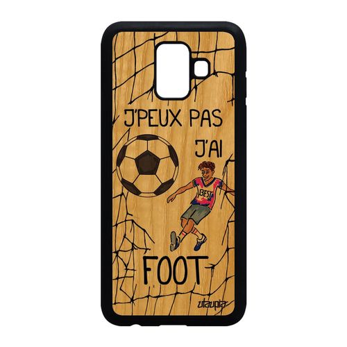 Coque Samsung A6 2018 Bois Silicone Humour J'peux Pas J'ai Foot Rose Tpu Samsung Galaxy A6 2018